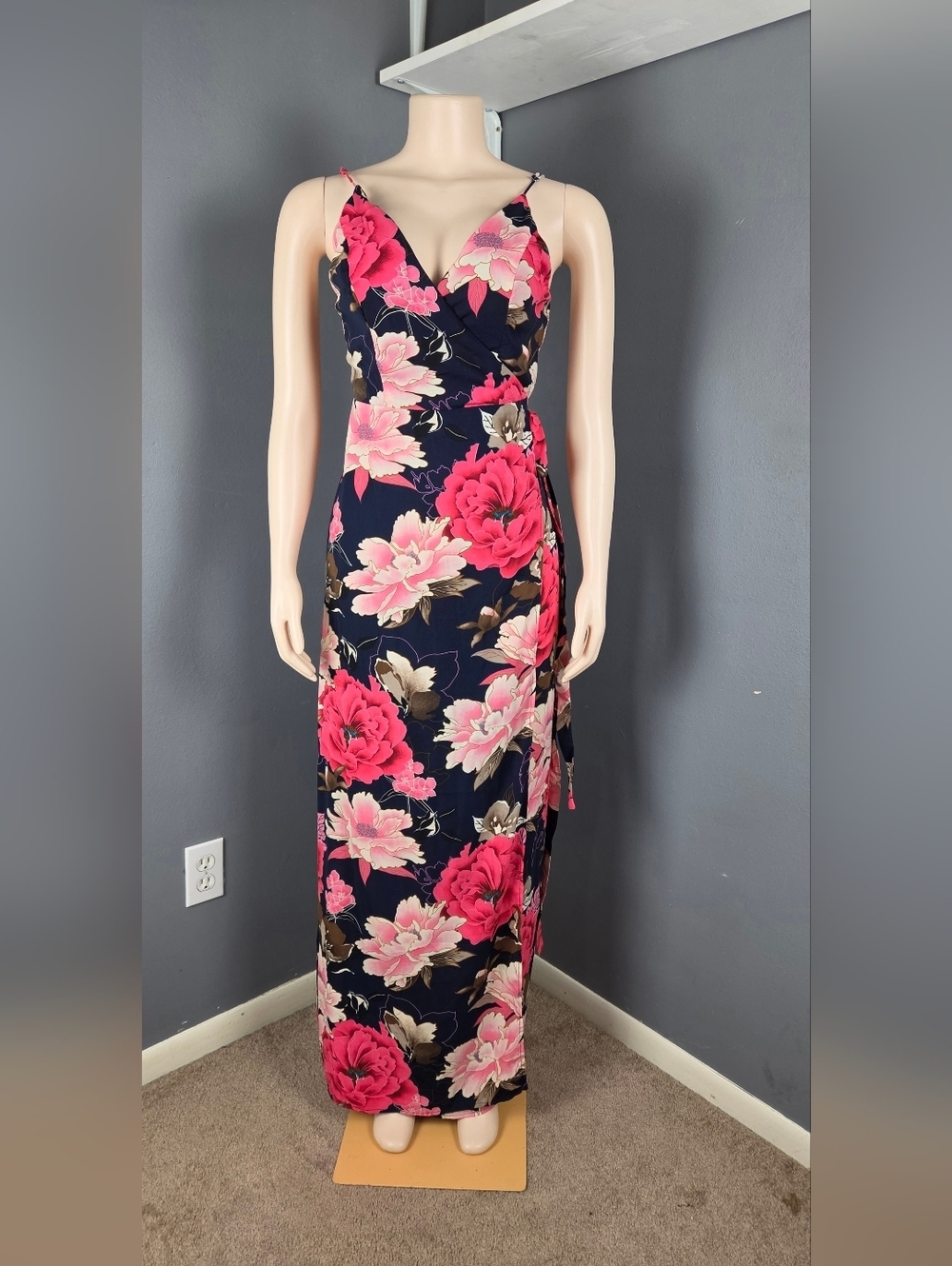 Soieblu Orange and Pink Halter Maxi Sundress